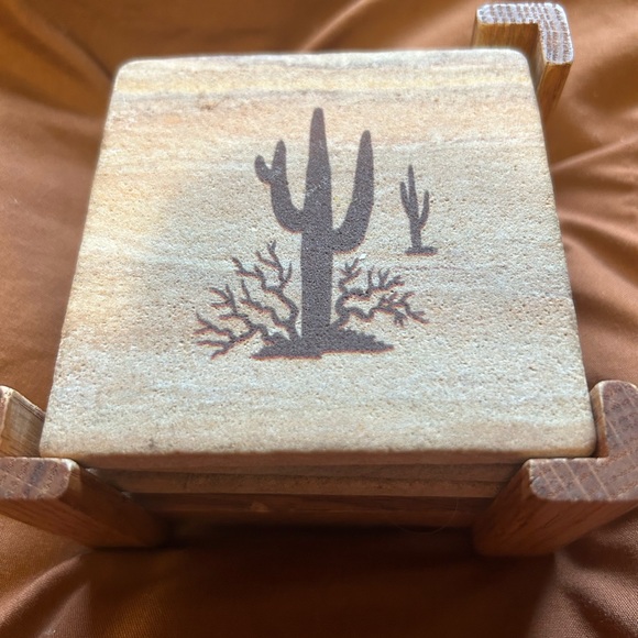 Vintage sandstone, cactus desert coasters - Picture 2 of 4